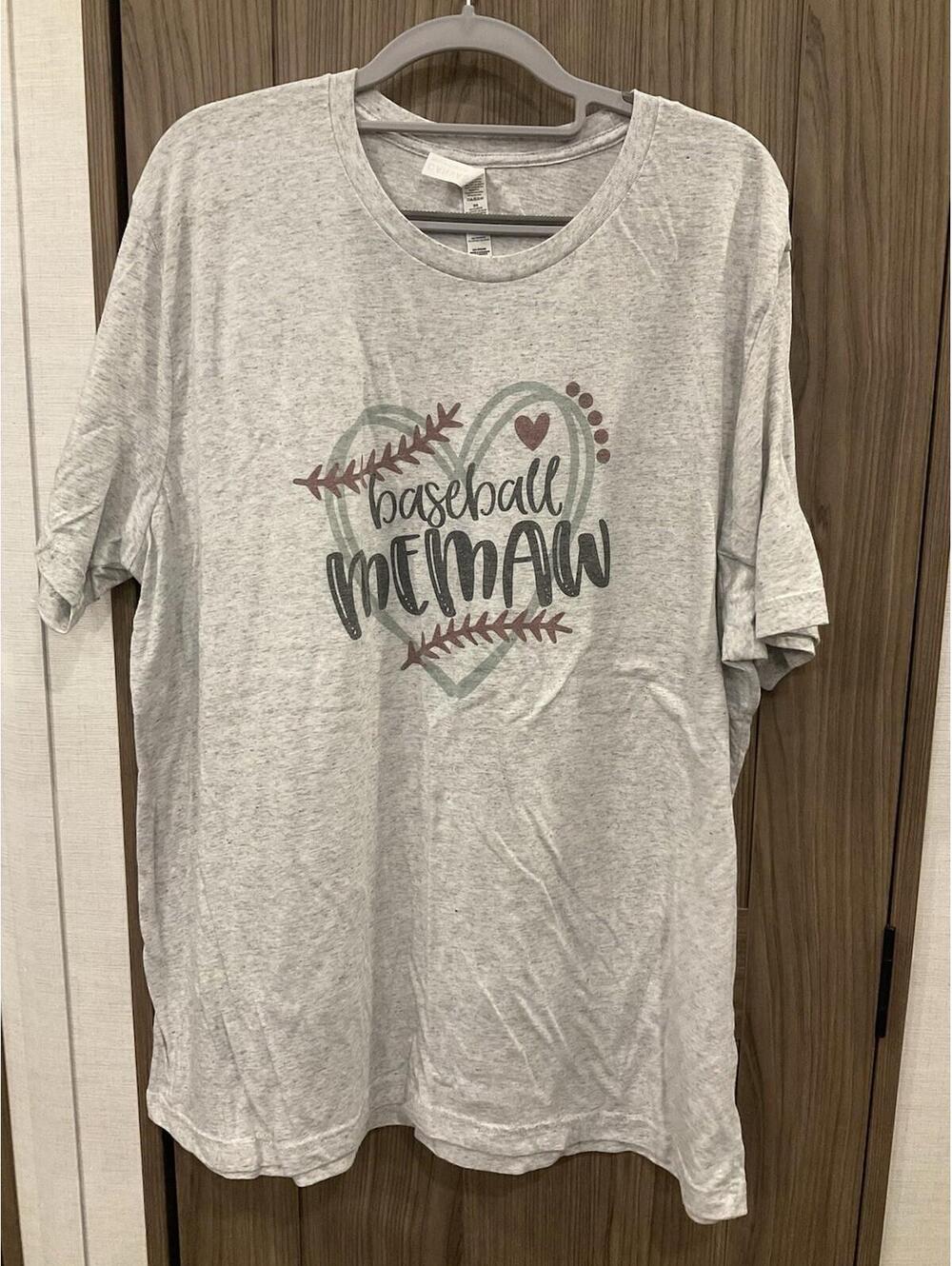 Canvas Bella Canvas Womens Short Sleeve Gray Tee Shirt BASEBALL MEMAW Size 2 XL